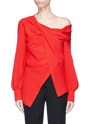 Main View - Click To Enlarge - OSCAR DE LA RENTA - One-shoulder knotted crepe blouse