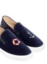 Detail View - Click To Enlarge - BING XU - 'Sailor' anchor lifebuoy embroidered velvet step-in skate slip-ons