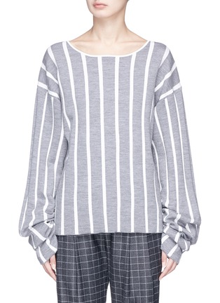 Main View - Click To Enlarge - DAWEI - Stripe jacquard boat neck sweater