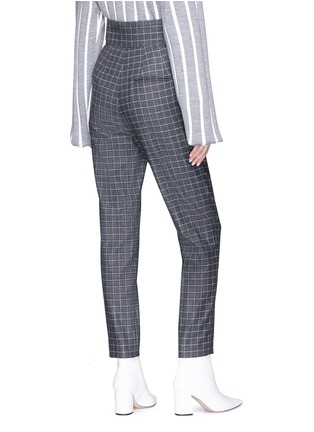 Figure View - Click To Enlarge - DAWEI - Windowpane check pleated cropped flannel pants