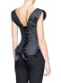 Figure View - Click To Enlarge - DAWEI - Ribbon lace-up back denim corset top