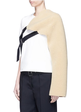 Front View - Click To Enlarge - SHUSHU/TONG - Belted faux shearling sleeve