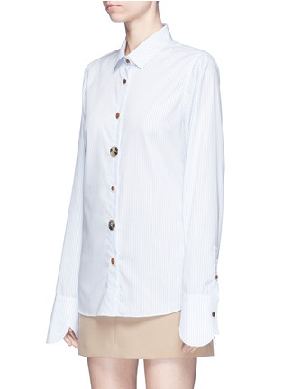 Front View - Click To Enlarge - SHUSHU/TONG - Petal cuff mixed button stripe poplin shirt