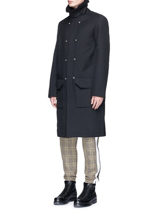 Detail View - Click To Enlarge - TIM COPPENS - Shearling collar layered cavalry twill trench coat
