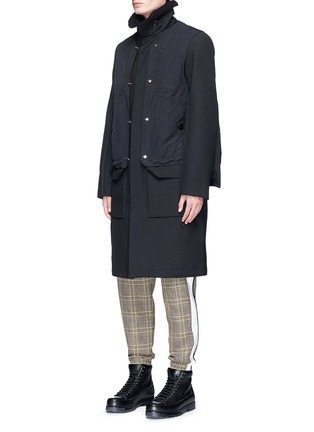 Front View - Click To Enlarge - TIM COPPENS - Shearling collar layered cavalry twill trench coat