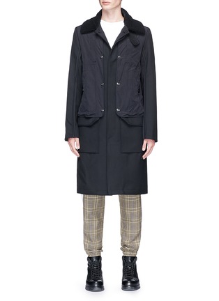 Main View - Click To Enlarge - TIM COPPENS - Shearling collar layered cavalry twill trench coat