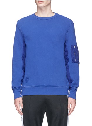 Main View - Click To Enlarge - TIM COPPENS - Woven panel sweatshirt