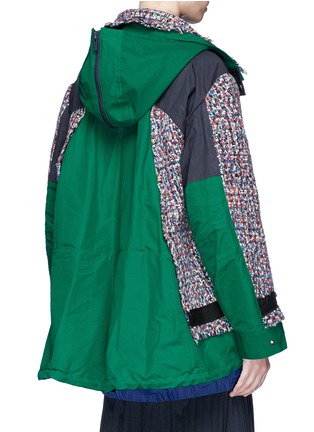 Back View - Click To Enlarge - SACAI - Colourblock windbreaker panel oversized tweed jacket