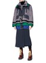 Figure View - Click To Enlarge - SACAI - Colourblock windbreaker panel oversized tweed jacket