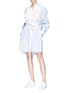 Figure View - Click To Enlarge - SACAI - Floral crochet stripe poplin shirt dress