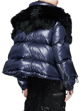 Back View - Click To Enlarge - SACAI - Detachable sleeve fur collar down puffer jacket