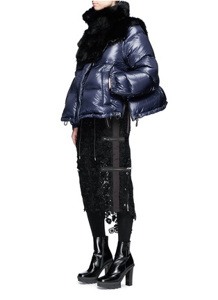 Figure View - Click To Enlarge - SACAI - Detachable sleeve fur collar down puffer jacket