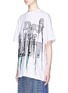 Front View - Click To Enlarge - SACAI - 'A Day in the Life' slogan embroidered fringe oversized T-shirt