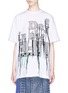 Main View - Click To Enlarge - SACAI - 'A Day in the Life' slogan embroidered fringe oversized T-shirt