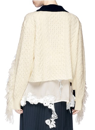 Back View - Click To Enlarge - SACAI - Fringed wool cable knit sweater