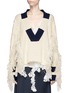Main View - Click To Enlarge - SACAI - Fringed wool cable knit sweater