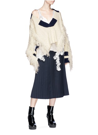 Figure View - Click To Enlarge - SACAI - Fringed wool cable knit sweater