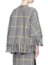 Back View - Click To Enlarge - SACAI - Zip outseam fringed houndstooth tweed sweater