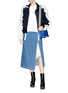 Figure View - Click To Enlarge - SACAI - Fringed sleeve colourblocked wool knit jacket