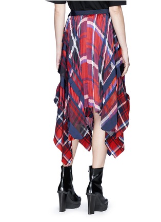 Back View - Click To Enlarge - SACAI - Plaid pleated wrap midi skirt