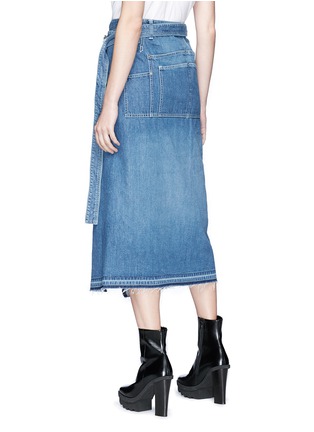 Back View - Click To Enlarge - SACAI - Belted denim wrap midi skirt