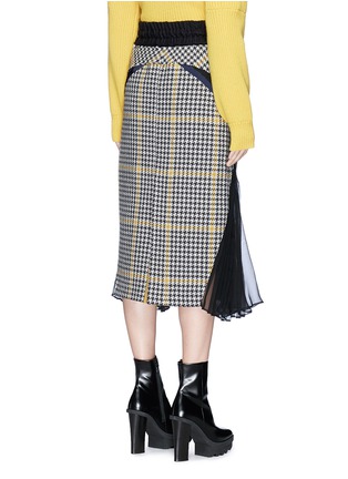 Back View - Click To Enlarge - SACAI - Elastic waist pleated chiffon wool houndstooth skirt