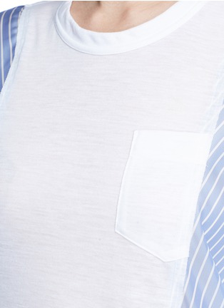 Detail View - Click To Enlarge - SACAI - Asymmetric stripe panel linen blend T-shirt