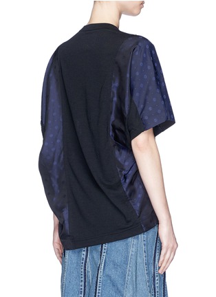 Back View - Click To Enlarge - SACAI - Asymmetric geometric jacquard panel linen blend T-shirt