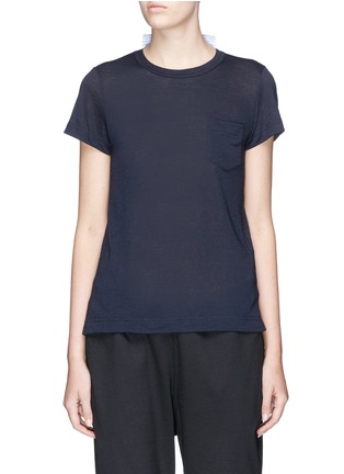 Main View - Click To Enlarge - SACAI - Stripe pleated back contrast T-shirt