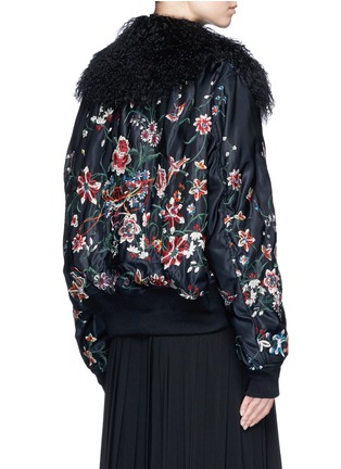 Back View - Click To Enlarge - SACAI - Faux fur floral embroidered padded bomber jacket