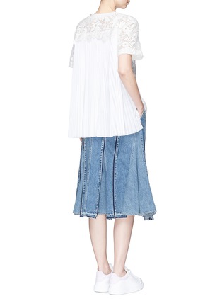Figure View - Click To Enlarge - SACAI - Pleated back floral guipure lace T-shirt