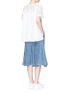 Figure View - Click To Enlarge - SACAI - Pleated back floral guipure lace T-shirt