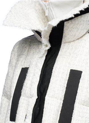 Detail View - Click To Enlarge - SACAI - Colourblock oversized tweed and canvas down puffer jacket