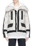 Main View - Click To Enlarge - SACAI - Colourblock oversized tweed and canvas down puffer jacket