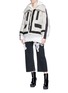 Figure View - Click To Enlarge - SACAI - Colourblock oversized tweed and canvas down puffer jacket