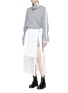 Figure View - Click To Enlarge - SACAI - Mock neck sweater pleated shift dress