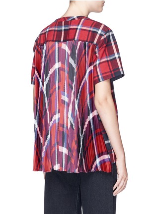 Back View - Click To Enlarge - SACAI - Pleated sateen back check plaid flannel top