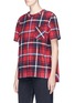 Front View - Click To Enlarge - SACAI - Pleated sateen back check plaid flannel top