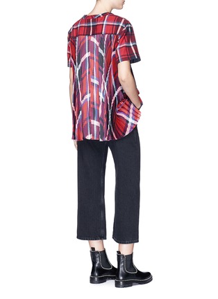 Figure View - Click To Enlarge - SACAI - Pleated sateen back check plaid flannel top
