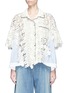 Main View - Click To Enlarge - SACAI - Stripe panel floral crochet lace top