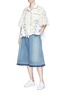 Figure View - Click To Enlarge - SACAI - Stripe panel floral crochet lace top