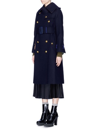 Front View - Click To Enlarge - SACAI - Contrast cuff wool melton military coat