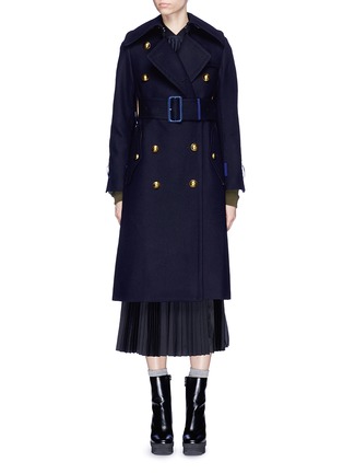 Main View - Click To Enlarge - SACAI - Contrast cuff wool melton military coat