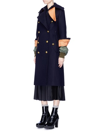 Figure View - Click To Enlarge - SACAI - Contrast cuff wool melton military coat