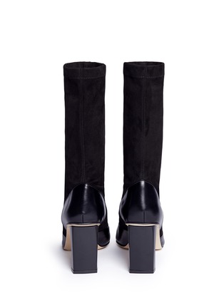 Back View - Click To Enlarge - TIBI - 'Felice' geometric heel suede and leather boots