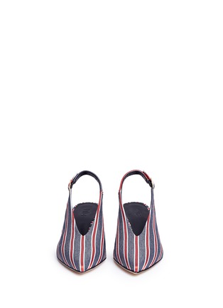 Front View - Click To Enlarge - TIBI - 'Lia' stripe twill slingback pumps