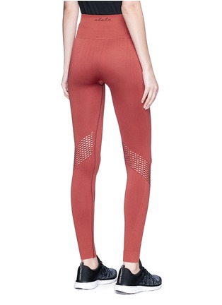 Back View - Click To Enlarge - ALALA - 'Seamless' perforated stripe performance leggings