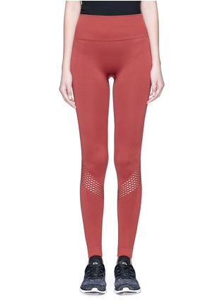 Main View - Click To Enlarge - ALALA - 'Seamless' perforated stripe performance leggings