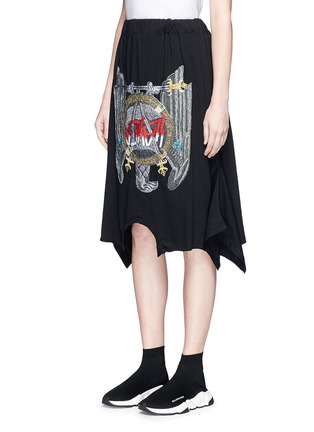 Front View - Click To Enlarge - VINTI ANDREWS - Falcon embroidered remake T-shirt skirt