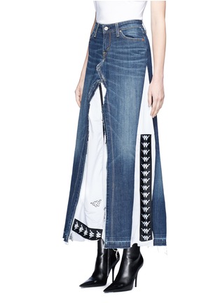 Front View - Click To Enlarge - VINTI ANDREWS - Remake track jacket denim maxi skirt
